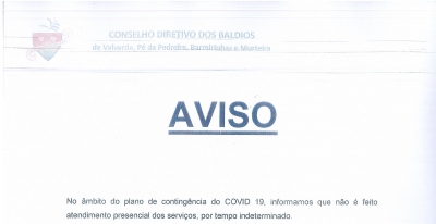 AVISO DE SUSPENS&Atilde;O DE ATENDIMENTO PRESENCIAL POR TEMPO INDETERMINADO - COVID 19
