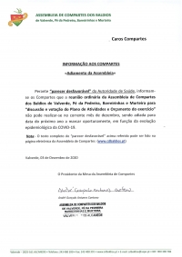 INFORMA&Ccedil;&Atilde;O AOS COMPARTES - ADIAMENTO DE ASSEMBLEIA
